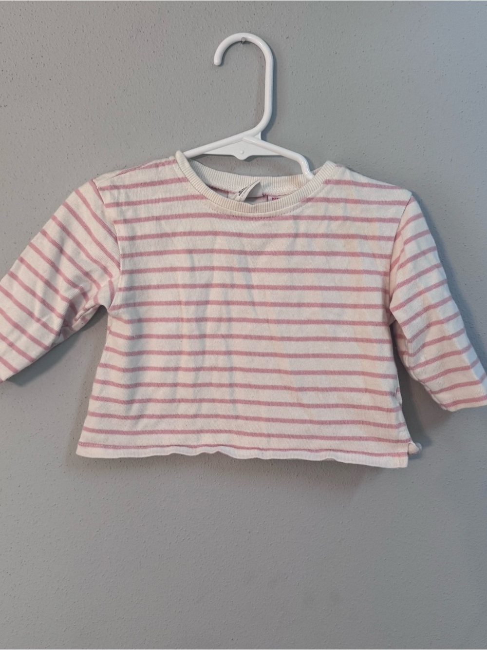 Zara Pink & White Boxy Striped Long-Sleeve Tee 6-9 months